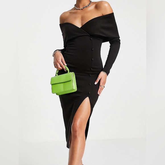 ASOS Design - Sz. 8 - off shoulder black dress - Picture 2 of 5